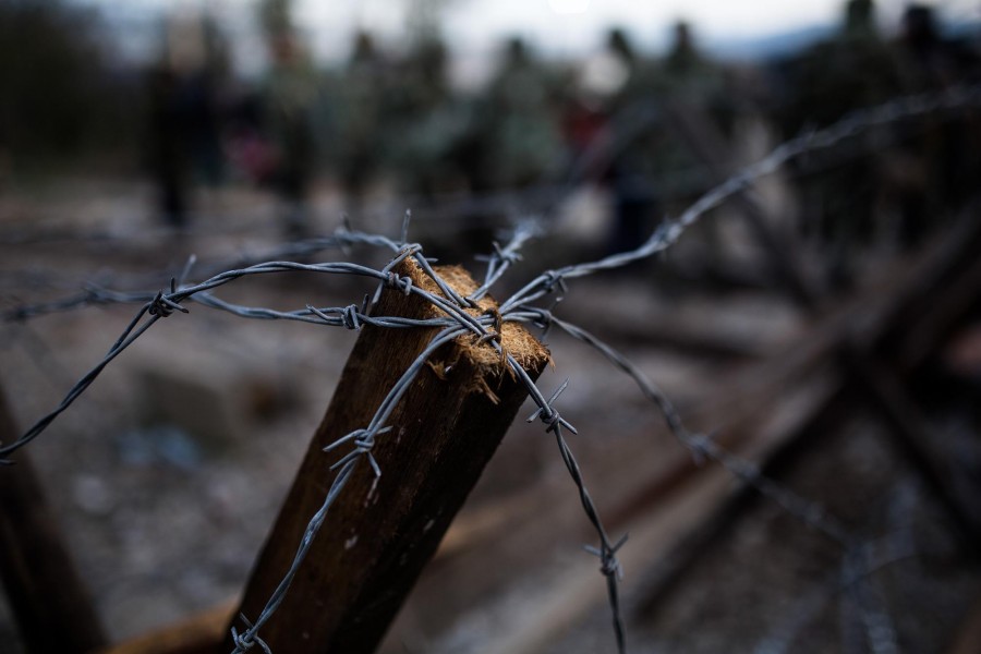 The army of F.Y.R. of Macedonia continues the fence construction at the Greek - FYROM border near the Greek village of Idomeni, Greece on November 29, 2015.