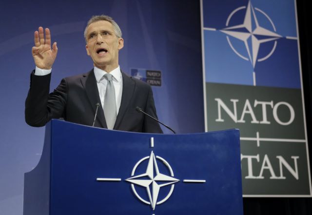 epa06527948 NATO Secretary General Jens Stoltenberg speaks during a media conference at the end of the meeting of North Atlantic Treaty Organization (NATO) Defence Ministers at the NATO headquarters in Brussels, Belgium, 15 February 2018. NATO defense ministers earlier the same day began a two-day meeting.  EPA/OLIVIER HOSLET
